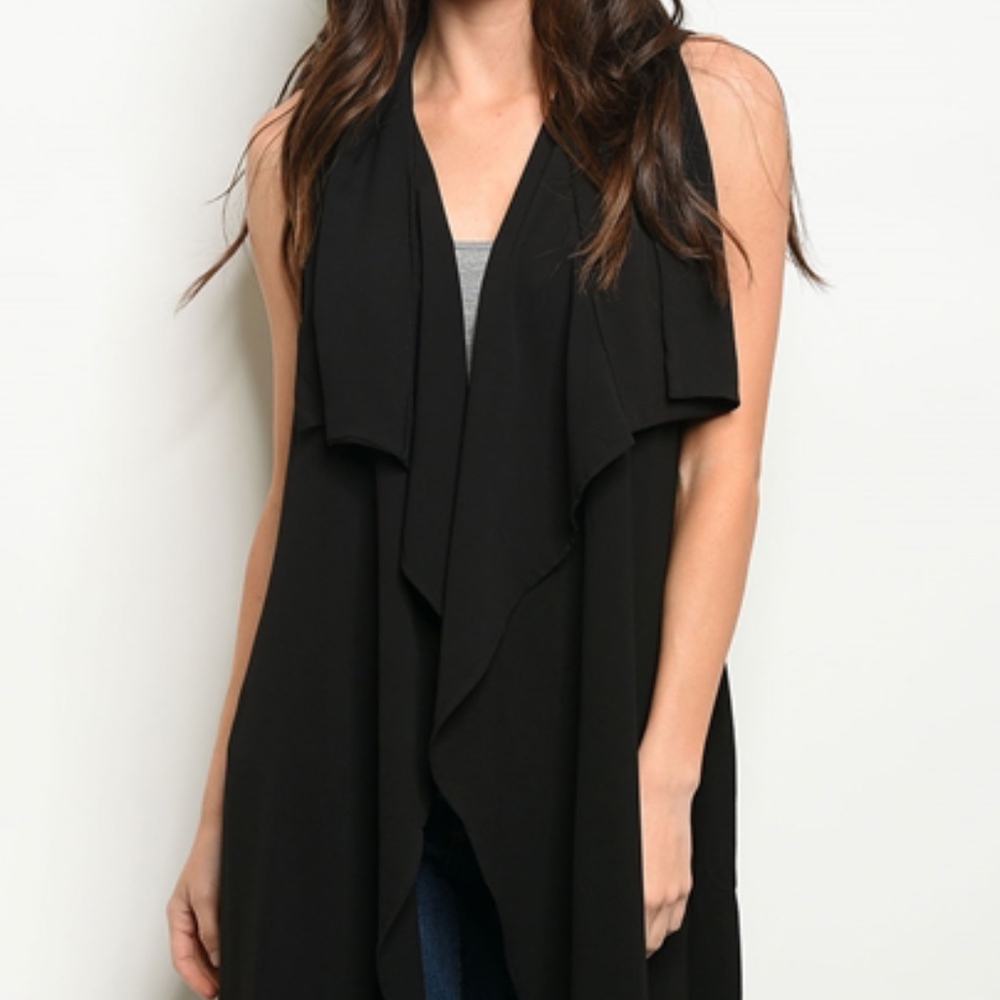 LAST 1! Belted  open front drape duster vest - Picture 2 of 8